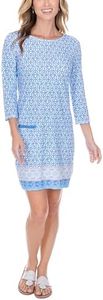 Cabana Life Shift Dress, UPF 50+ Sun Protection Casual Dress, Boat Neckline, Quarter Sleeve, Womens Fashion, Lake Como, Large