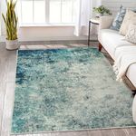 Lahome Modern Abstract 8x10 Area Rugs for Living Room, Washable Accent Rugs for Bedroom Stain Resistant Non Slip, Large Soft Indoor Carpet for Dining Room Table Home Office Decor, Blue/Grey