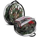 ProPik Christmas Wreath Storage Bag 30" - 2 Pack Clear Christmas Wreath Storage Container- Garland Holiday Artificial Wreath Storage Holder –Water Proof Transparent Clear PVC - with Handles (30 Inch, Black)