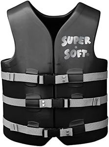 Super Soft TRC Recreation Vinyl Coated Foam USCG Type III PFD Adult Water Safety Life Jacket Vest, Black, Extra Large XL
