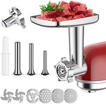 COFUN Meat Mincer Accessory for Kenwood KMX and Chef, Suitable for Kenwood Stand Mixer, Includes 3 Sausage Stuffer Tubes and 4 Types of Chopper Plates (with Adapter)