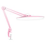 Neatfi XL 2200 Lumens 24W LED Desk Lamp with Clamp – Shadow-Free Task Lighting | 4-Level Dimming | Home Office & Crafts Use | 50cm Wide Head, UK Plug (Pink, Non-CCT with Clamp)