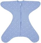 GROWNSY Transitional Swaddle Sleep Sack 12-24 Months, 100% Cotton Starfish Design Baby Swaddle Sack, Dual-Zipper for Easy Diaper Changes, Proper Hip Development & Openable Foot Button, 26-35 lbs, Blue