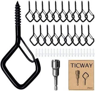 Ticway 20 PCS Q-Hanger Hooks for String Lights,Ceiling Hooks for Hanging Plants,Screw Hooks for Wind Chimes,Bird Feeder,Lanterns,Christmas Decorations Outdoor String Lights Hooks(Square Hanger)