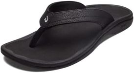 OLUKAI Ohana Women's Beach Sandals, Quick-Dry Flip-Flop Slides, Water Resistant, Wet Grip Soles & Compression Molded Footbed, Black/Black, 8