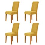 DASORY Dining Chair Cover, Soft Stretch Jacquard Chair Seat Slipcover for Dining Room, Kitchen, Washable Removable Parson Chair Protector for Home Decor, Banquet, Ceremony,Set of 4,Mustard