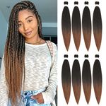 X-Tress 24"Easy Braids 8 Packs Spectra Pre-Stretched Braid Hair Ombre Brown Hair Extension Synthetic Hair for Braiding 2 Tone Braids Yaki Braiding Hair Crochet Twist Braids Ombre Light Brown(T1B/30)