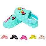 Bubbles4u Strides with Shoe Charms & Velcro (Mint Green)- Cute Bubble Slides for kids|Stylish & Comfortable EVA Kids Clogs for Girls and Boys|Soft Anti-Slip|Kids Sandals|Spa Slippers|Massage Shoes