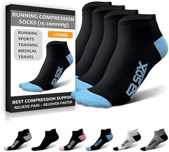 SB SOX Low Cut Athletic Socks – Compression Ankle Socks for Men & Women – 2 Pairs (US, Alpha, Small, Regular, Regular, Black/Blue)