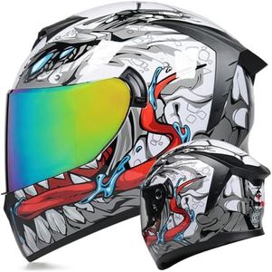 MotuoMr Unisex-Adult Full Face Motorcycle Helmet DOT Approved Motorbike Moped Street Bike Racing Crash Helmet with Graphic (Color Mirror, Large)