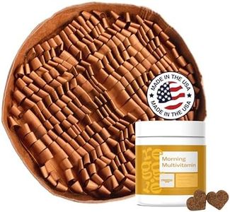 Reggie Everyday Wellness Set for Dogs | Includes Brown Stimulating Feeder Mat & Morning Multivitamins | Vet-Approved, Safe for Daily Use, & Ideal for All Ages, Breeds, and Sizes