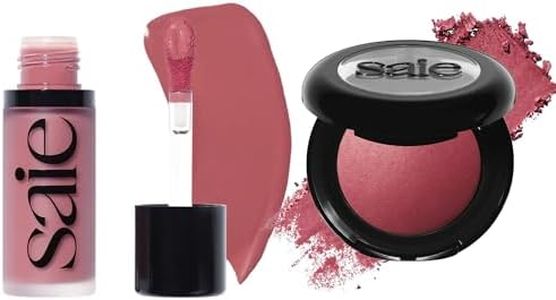 Saie Cheek Flush Duo - Dew Liquid Blush (.40 oz, Chilly), SuperSuede Baked Powder Blush (.01 oz, Grazie) - Layerable, Skin-Nourishing Blushes for a Seamless Radiant Finish