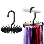 IPOW 2 Pack 360 Degree Rotating Twirl Tie Rack Adjustable Tie Belt Hanger Holder Hook Ties for Closet Organizer Storage (4.4"black)