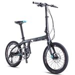 SAVADECK Z1 Carbon Folding Bike 20 inch Lightweight Mini Compact City Bicycle with SHIMANO SORA R3000 9 Speed Derailleur System and Carbon Fiber Frame Adjustable Folding Bike (Black Blue)