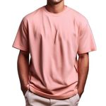 DOJAE 100% Cotton Casual Relaxed Fit Oversized T-Shirt for Men and Women (Pop Coral, XL)