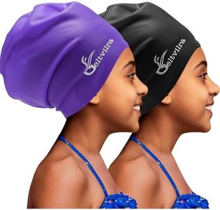 2 Pack Kids Extra Large Swim Cap for Long Thick Hair, Waterproof Silicone Swimming Hat for Girls Aged 4 to 16 Boys Toddler Children Youth, Hair Turban Protection for Braids Dreadlocks Extensions Afros