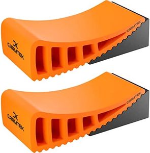 CARMTEK Camper Leveler 2-Pack Kit | Fit Curved RV Levelers with Wheel Chocks for Tight Dual Axle Trailers | Faster RV Leveling System Than RV Leveling Blocks | RV Accessories for Travel Trailers