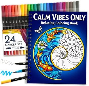 Adult Coloring Book for Women with 24 Markers, Spiral-Bound Stress Relief
