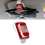 ongfuwu Sunglasses Holder for Car Sun Visor, Multi-Function Ticket Card Clip, Eye Glasses Mount, Car Visor Accessories, Auto Interior Accessories Universal for SUV Pickup Truck (White+red)