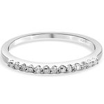 TJC White Diamond Half Eternity Ring Gift for Wife Women Ladies and Girls Girlfriend Mother in Platinum Plated 925 Sterling Silver Size S