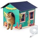 PAIGTEK Heated Cat Houses for Outdoor Cats,Outdoor Weatherproof Cat House with Heated Pet Pad, Providing Safe Feral Outdoor Cat House for Cats. (Small House)