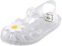 TANDEFLY Girls Jelly Sandals Mary Jane Flats Kids Baby Character Princess Dress Costume Ballet Beach Sandals, T3-white, 6 Toddler