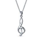 Simple Classic Singer Musician Teacher Student Treble Clef Music Note Pendant Necklace For Teen For Women.925 Sterling Silver With Chain