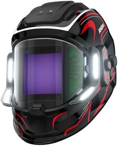ANDELI Welding Helmet with 4 LED Light, Panoramic Large Viewing Screen 3.94"X3.74" True Color Auto Darkening Welding Helmet, 4 Arc Sensor 4/5-9/9-13 Type-C Charging