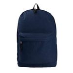 Classic Bookbag Basic Backpack Simple School Book Bag Casual Student Daily Daypack 18 Inch with Curved Shoulder Straps Navy Blue