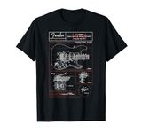 Fender Stratocaster Diagram Boxes Guitar T-Shirt