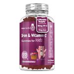 Iron & Vitamin C Gummies for Kids - 4 Months Supply - 120 Gummies - Natural Mixed Berry Flavour - Kids Iron Gummies for Energy & Immune System - Vegan Iron Supplements for Kids - No Aftertaste