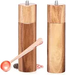 Wooden Salt and Pepper Grinder Set - Salt and Pepper Mill w/Rose Gold Scoop - Pepper Grinder, Sea Salt Shaker Grinder - Salt and Pepper Mills Shaker Grinders - Salt & Pepper Shakers, Seasoning Shaker