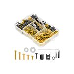 Motorcycle Fairing Bolt Kit, 177pcs M5 M6 Motorcycle Windscreen Screws, Aluminum Fasteners Fairing Bolts Nut Clips Kit, Mounting Kits Washers Nuts Screws Assortment for Sport Bikes (Gold)