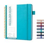 Regolden-Book Address Book with Alphabetical Tabs, Hardcover Address Organizer for Contacts, Log Book with Password & Birthday & Important Dates,Pen Loop,Pocket, 132pages(5.7x7.2")