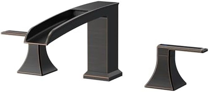 FORIOUS Waterfall Bathtub Faucet Set 3 Hole Oil Rubbed Bronze, 2 Handle Deck Mount Roman Tub Faucet Widespread with Pre-Installed Water Hose for Garden Bathroom Bath Sink