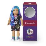 American Girl Truly Me 18-inch Doll #119 with Blue Eyes, Blue-Purple Hair, Lt-to-Med Skin, Black T-Shirt Dress, for Ages 6+