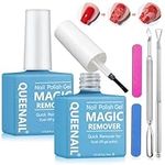 2 * 15ml Gel Nail Polish Remover, Gel Remover for Nails, Peel Off In 3-5 Minutes, Quickly & Easily Removes Gel Nail Polish, Gel Polish Remover with Cuticle Pusher, Nail Files