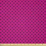 Ambesonne Hot Pink Fabric by The Yard, Pop Art Inspired Design Retro Pattern of Black Polka Dots Classical Spotted, Stretch Knit Fabric for Clothing Sewing and Arts Crafts, 2 Yards, Pink Black