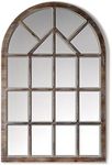 Barnyard Designs Grid Mirror 30x47 Wood Cathedral Window Pane Mirror - Arched Window Mirror for Living Room and Entryway Wall Decor, Windowpane Mirrors That Look Like Windows (Brown)