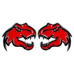 OUESAAS Dinosaur Emblem, A Pair Dinosaur Graphic Badge Fits for RAM TRX 1500 ~Stick it Anywhere (red)