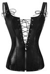 Alivila.Y Fashion Corset Womens PVC Steampunk Bustier Boned Lingeries 2101B-Black-Xl