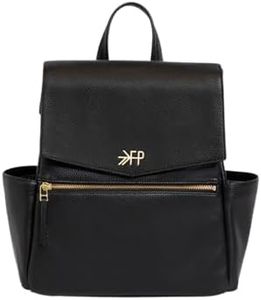 Freshly Picked Mini Classic Diaper Bag Backpack, Wipeable Vegan Leather Black Diaper Bag Backpack, 8 Pockets Total (Ebony)