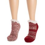 MUK LUKS Women's Shortie Cabin Sock (2 Pair Pack), C Apple/Oat, Small-Medium