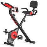 YYFITT Foldable Fitness Exercise Bike with Resistance Bands, 16 Magnetic Resistance Levels with Pulse Sensor, Phone/Tablet Holder with Smooth and Quiet Cycling