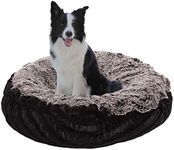 BESSIE AND BARNIE BAGELETTEZ-MF-BP-MD Black Puma/Midnight Frost Luxury Shag Ultra Plush Faux Fur Bagelette Pet/Dog Bed (Multiple Sizes)