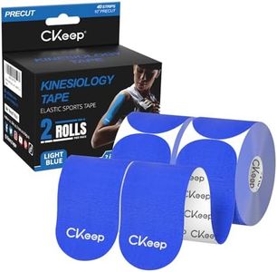 CKeep Kinesiology Tape, 2 Rolls Cotton Latex Free Hypoallergenic Elastic Precut Strips, 2 Inch Wide Waterproof Athletic Tape for Knees Pain Injuries Sprains, Blue