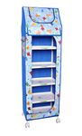 FLIPZON Baby Wardrobe Plastic Multipurpose 6 Shelve, Foldable, (Unbreakable Material) (Rabbit Pattern - Sky Blue)