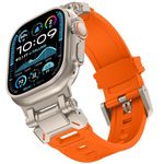 KADES for Apple Watch Ultra 2 Strap 49mm for Apple Watch strap Series 9/8/SE2/7/6/SE/5/4/3/2/1 45mm/44mm/42mm Durable Metal Connector Strap, Rugged TPU Sport Replacement Band, Titanium/Orange