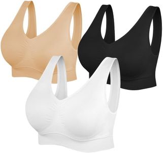 Womens Sports Bras, Ultimate Comfort Wireless Seamless Padded Yoga Bra for Women Crop Tank Top 3 Pack