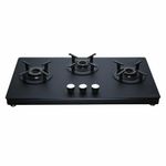 Elica 3 Burner Gas Stove | Manual Ignition | SBF MATT LOTUS TKN 773 CT VETRO BK | SABAF Brass Burners | Matt Finish Glass Top | Cast Iron Pan Support | 10 Yr Burner & 5 Yr Glass Warranty | Black